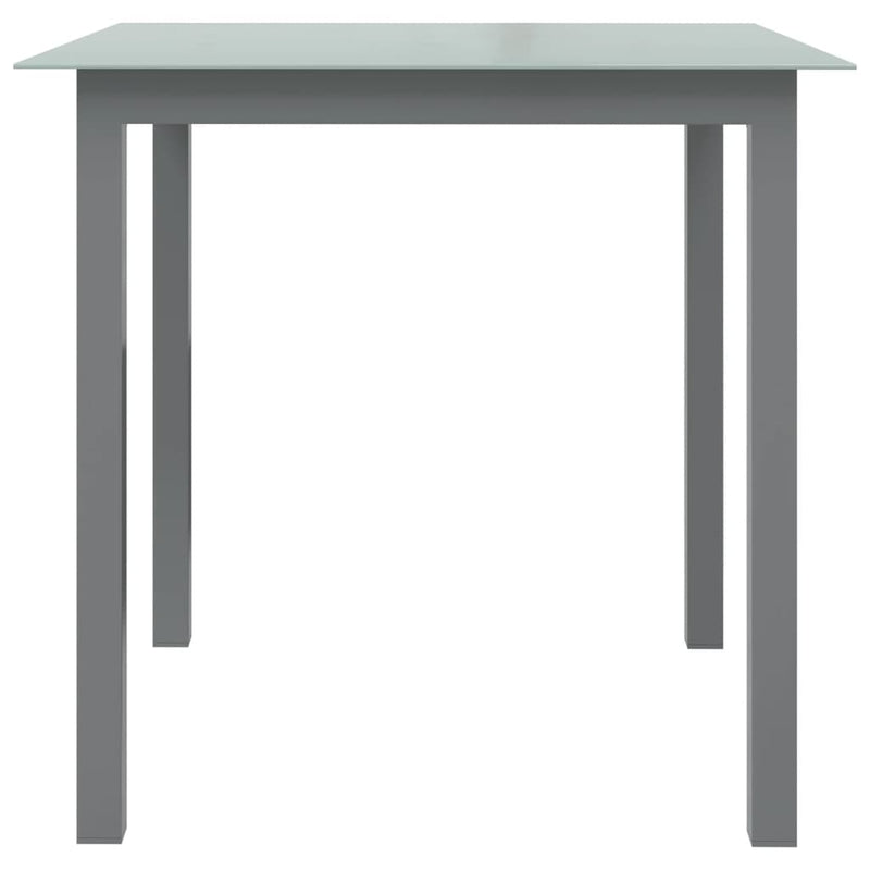 Tuintafel 80x80x74 cm aluminium en glas lichtgrijs MeubelReus
