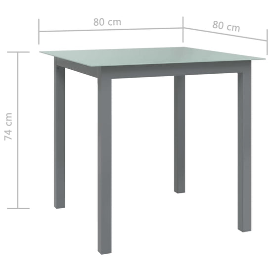 Tuintafel 80x80x74 cm aluminium en glas lichtgrijs MeubelReus