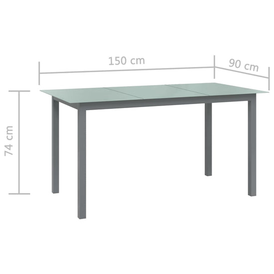 Tuintafel 150x90x74 cm aluminium en glas lichtgrijs MeubelReus