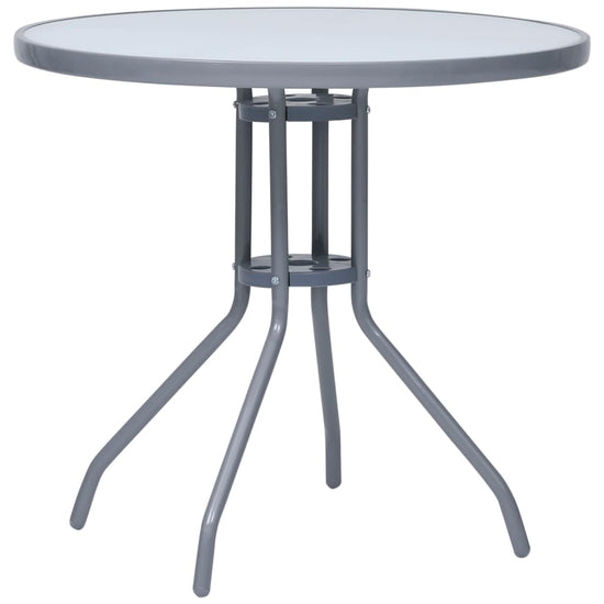 Tuintafel 80 cm staal en glas lichtgrijs MeubelReus