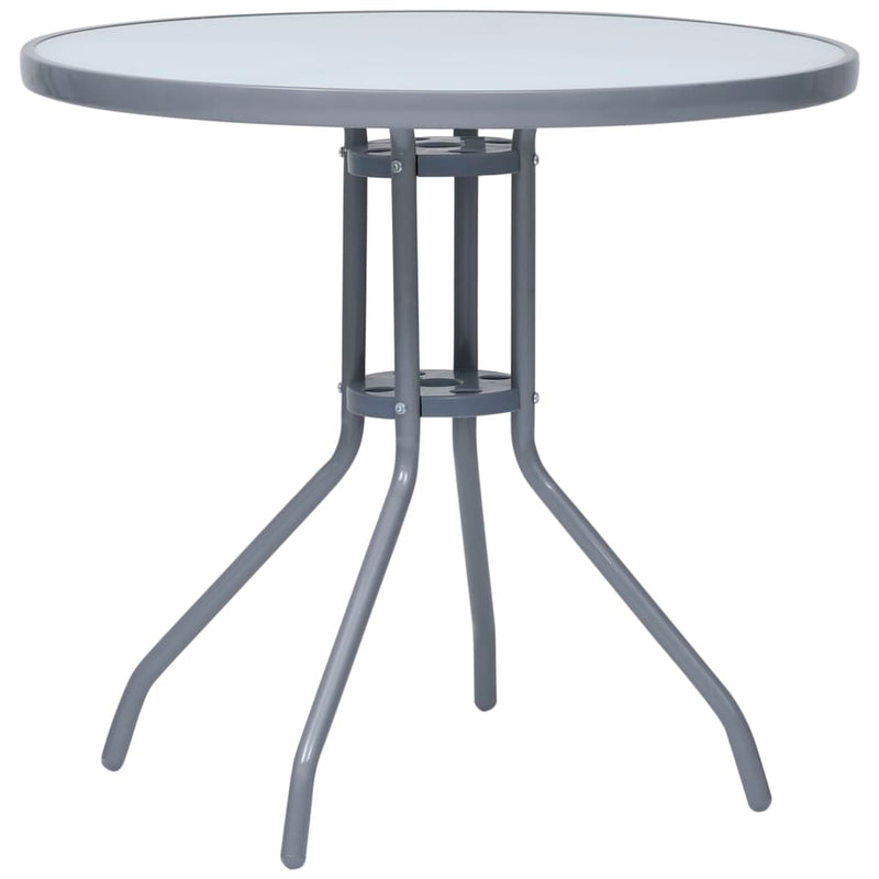 Tuintafel 80 cm staal en glas lichtgrijs MeubelReus