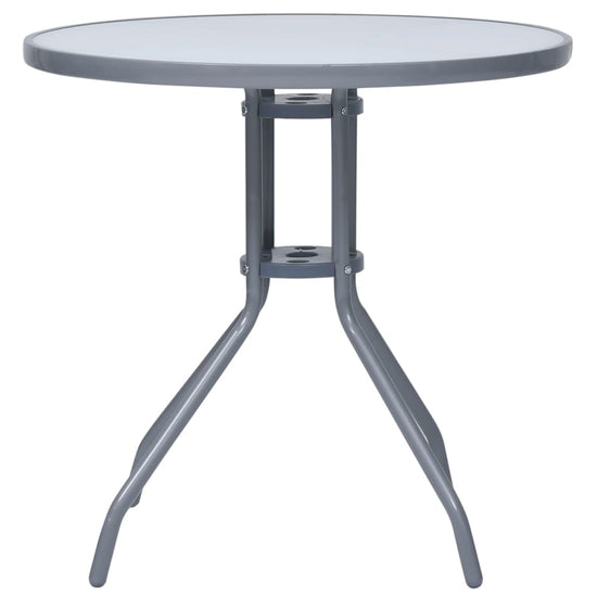 Tuintafel 80 cm staal en glas lichtgrijs MeubelReus