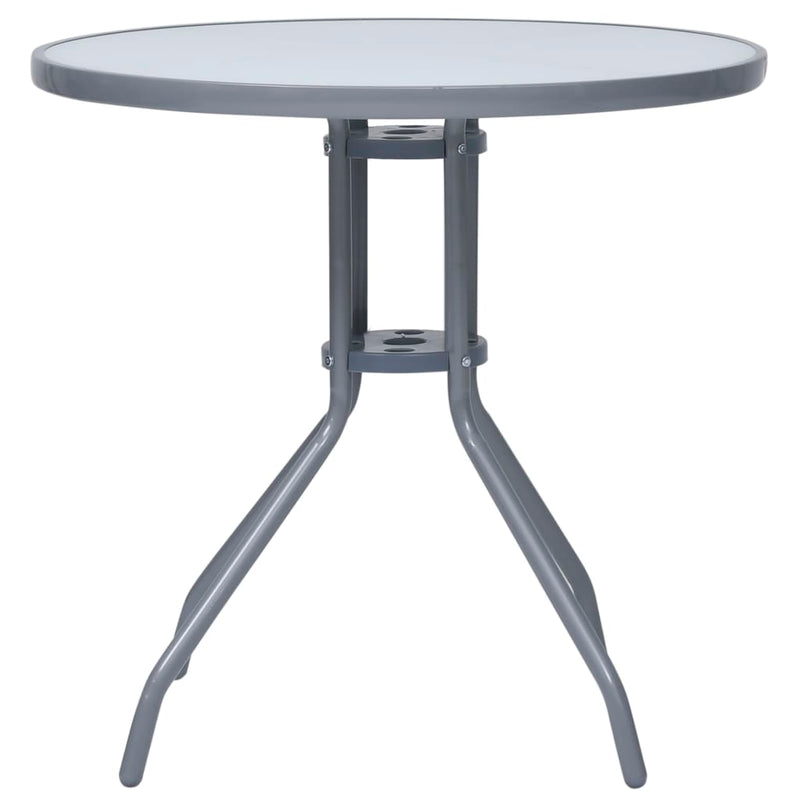 Tuintafel 80 cm staal en glas lichtgrijs MeubelReus