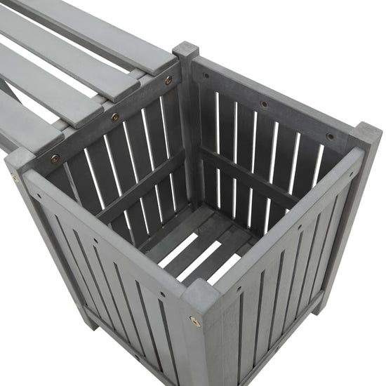 Tuinbank met 2 plantenbakken 150 cm massief acaciahout grijs MeubelReus