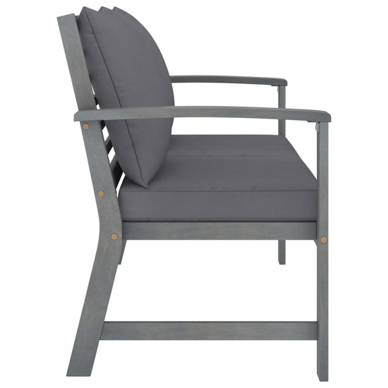 Tuinbank met donkergrijs kussen 120 cm massief acaciahout MeubelReus