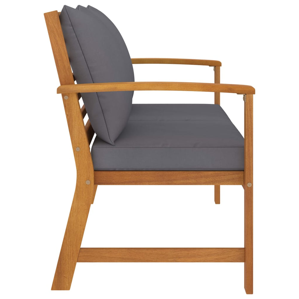 Tuinbank met donkergrijs kussen 120 cm massief acaciahout MeubelReus