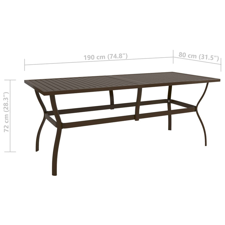 Tuintafel 190x80x72 cm staal bruin MeubelReus