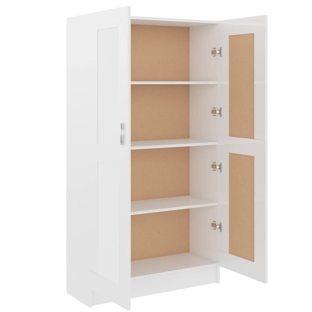 Boekenkast 82,5x30,5x150 cm bewerkt hout hoogglans wit MeubelReus