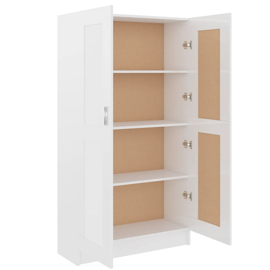 Boekenkast 82,5x30,5x150 cm bewerkt hout hoogglans wit MeubelReus
