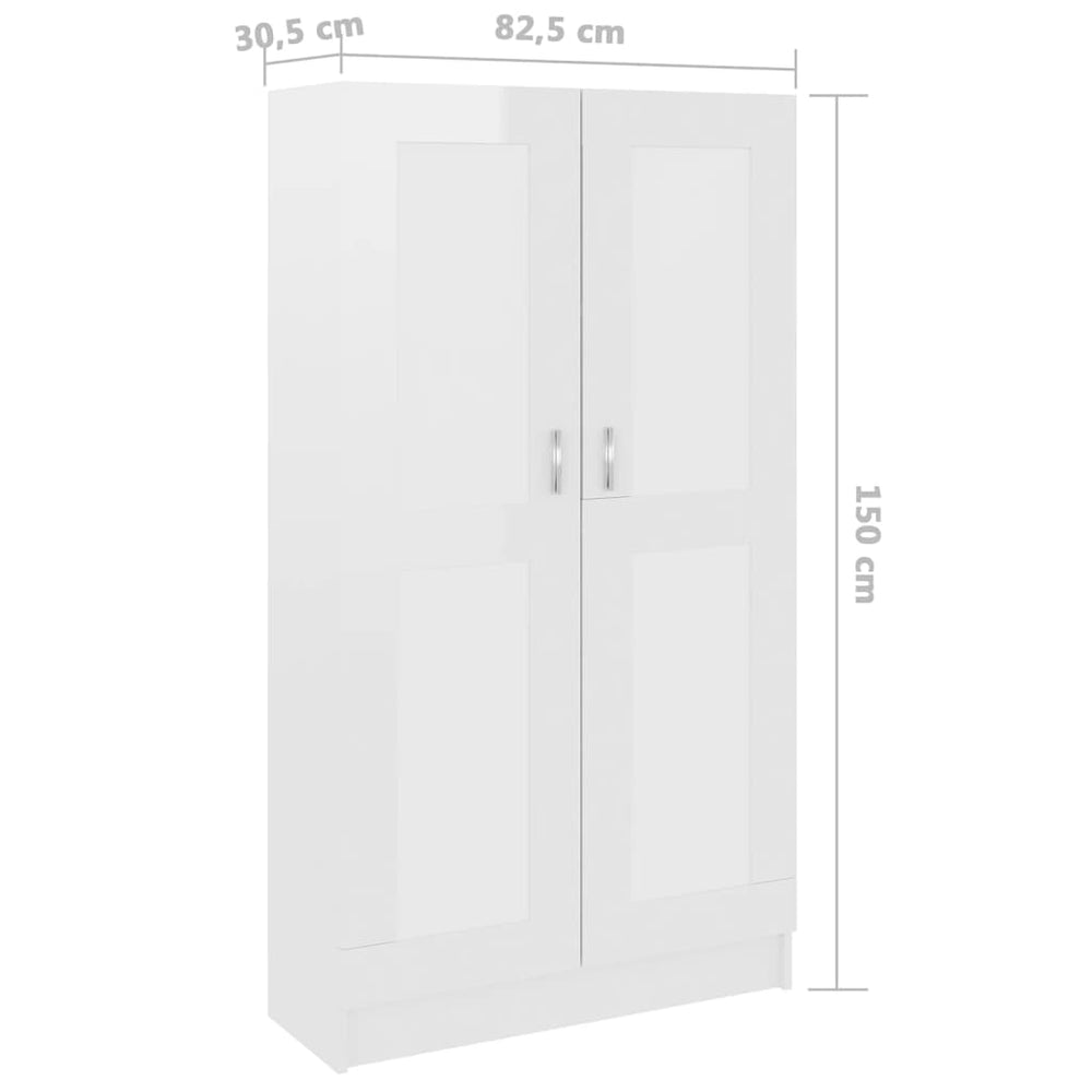 Boekenkast 82,5x30,5x150 cm bewerkt hout hoogglans wit MeubelReus