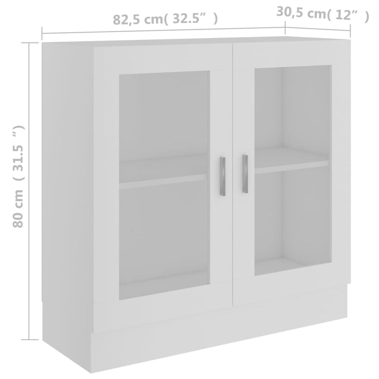 Vitrinekast 82,5x30,5x80 cm bewerkt hout wit MeubelReus