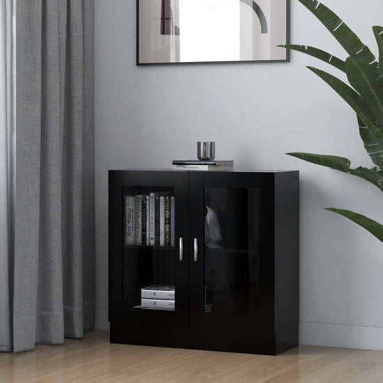Vitrinekast 82,5x30,5x80 cm spaanplaat zwart MeubelReus