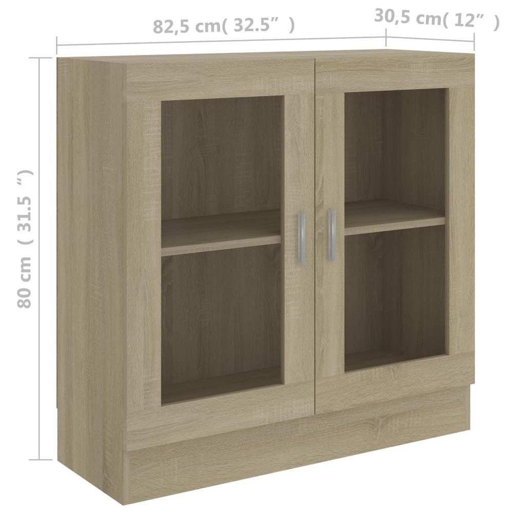 Vitrinekast 82,5x30,5x80 cm spaanplaat sonoma eikenkleurig MeubelReus
