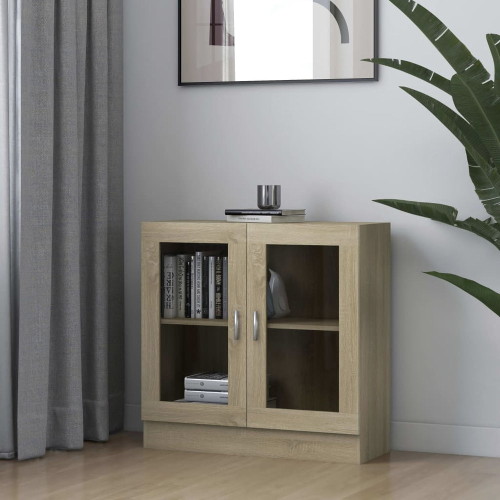 Vitrinekast 82,5x30,5x80 cm spaanplaat sonoma eikenkleurig MeubelReus