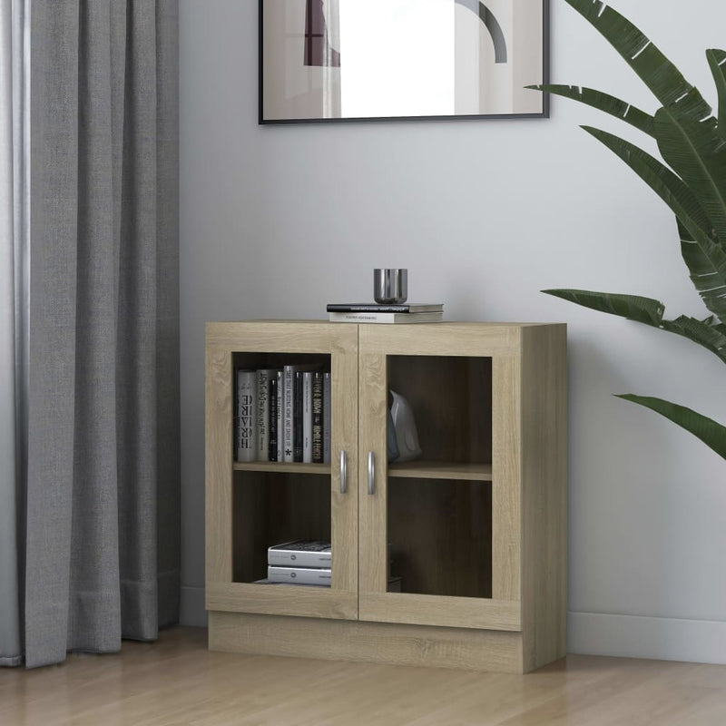Vitrinekast 82,5x30,5x80 cm spaanplaat sonoma eikenkleurig MeubelReus