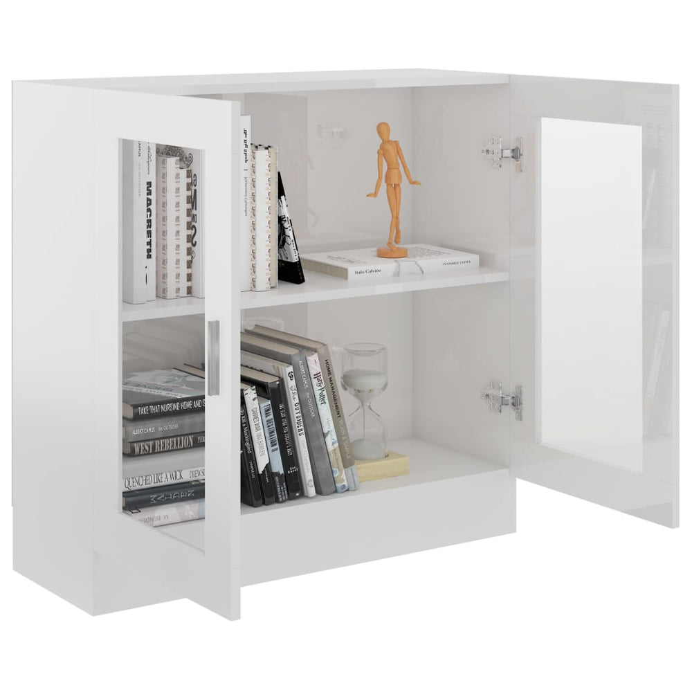Vitrinekast 82,5x30,5x80 cm spaanplaat hoogglans wit MeubelReus