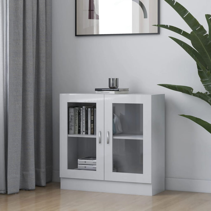 Vitrinekast 82,5x30,5x80 cm spaanplaat hoogglans wit MeubelReus