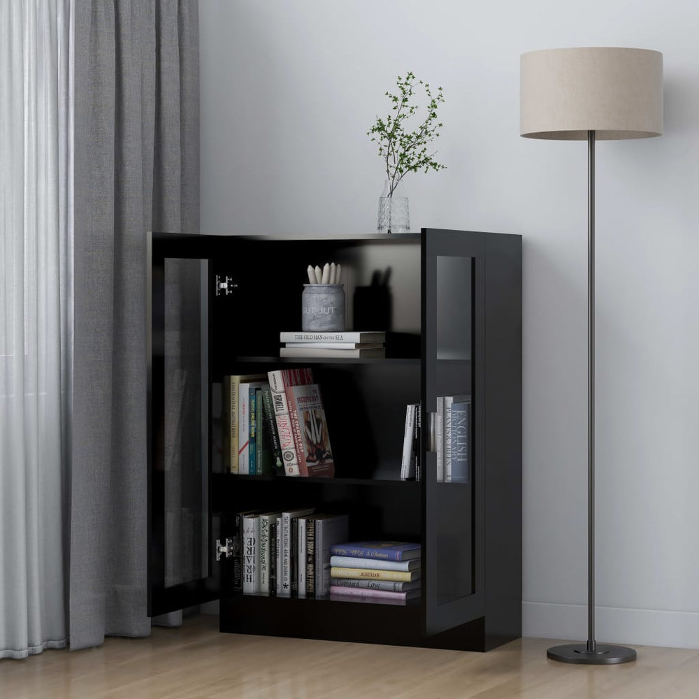 Vitrinekast 82,5x30,5x115 cm spaanplaat zwart MeubelReus