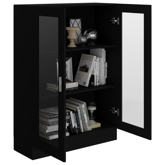 Vitrinekast 82,5x30,5x115 cm spaanplaat zwart MeubelReus