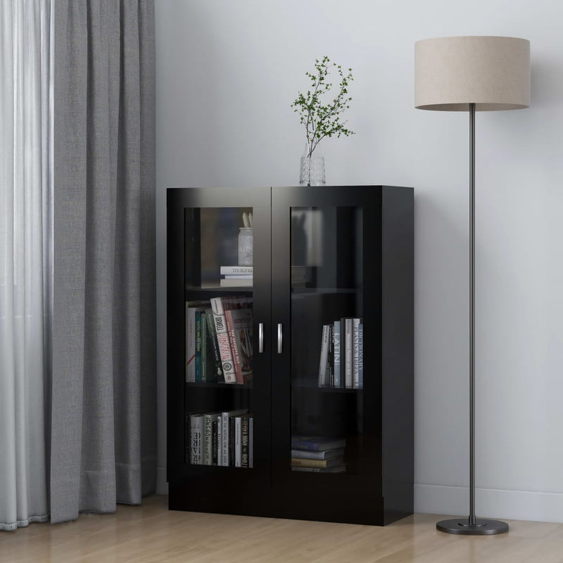 Vitrinekast 82,5x30,5x115 cm spaanplaat zwart MeubelReus
