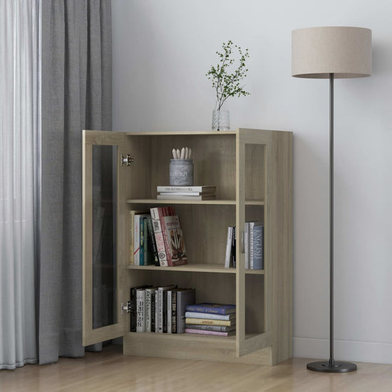 Vitrinekast 82,5x30,5x115 cm spaanplaat sonoma eikenkleurig MeubelReus
