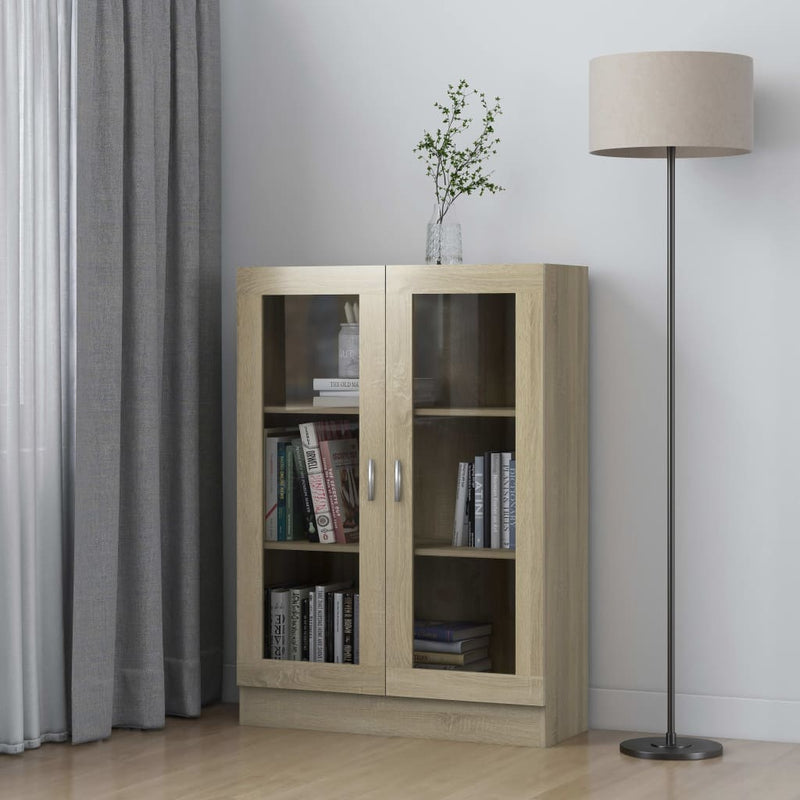 Vitrinekast 82,5x30,5x115 cm spaanplaat sonoma eikenkleurig MeubelReus