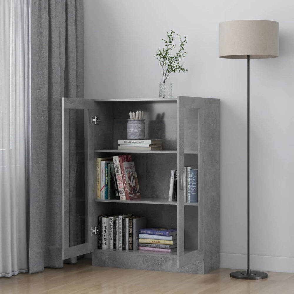 Vitrinekast 82,5x30,5x115 cm spaanplaat betongrijs MeubelReus