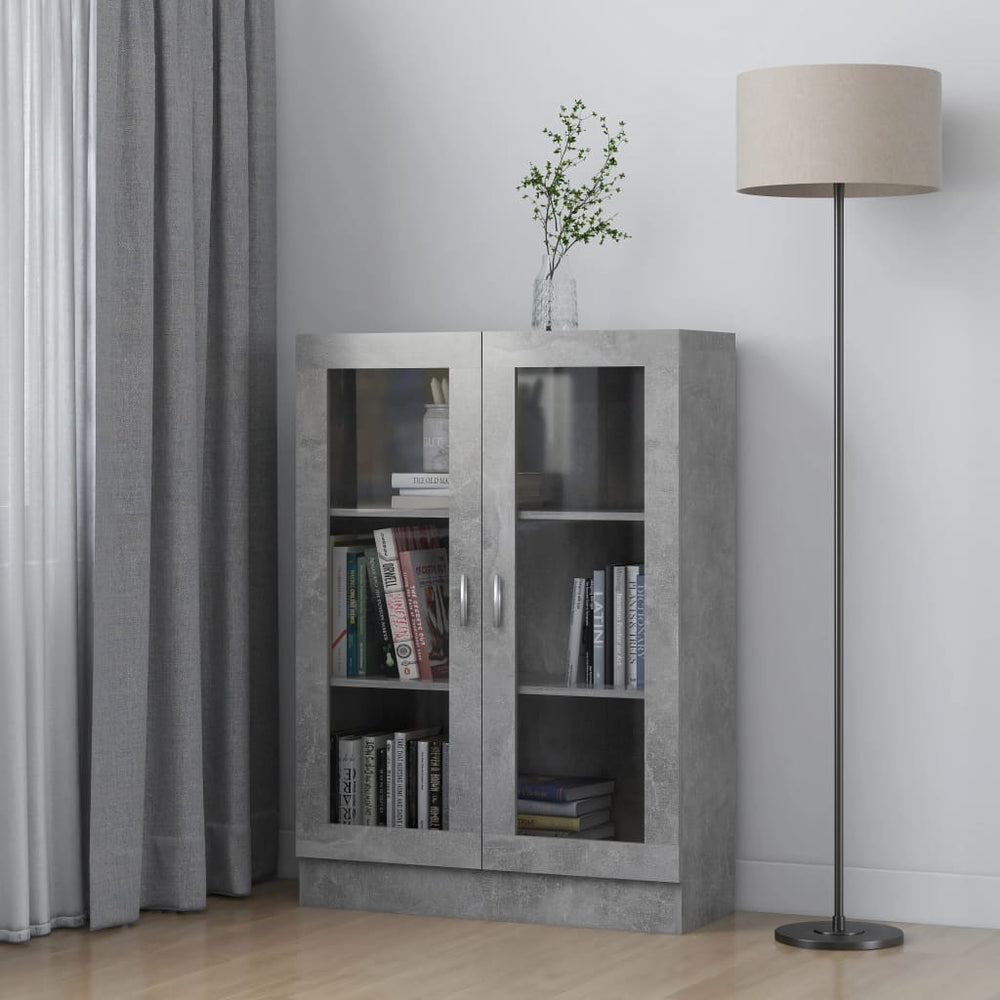Vitrinekast 82,5x30,5x115 cm spaanplaat betongrijs MeubelReus