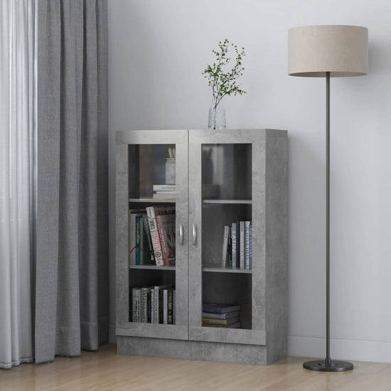 Vitrinekast 82,5x30,5x115 cm spaanplaat betongrijs MeubelReus