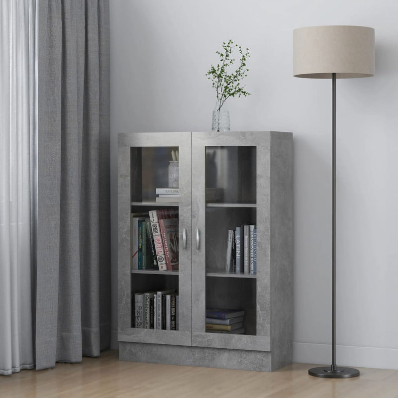 Vitrinekast 82,5x30,5x115 cm spaanplaat betongrijs MeubelReus