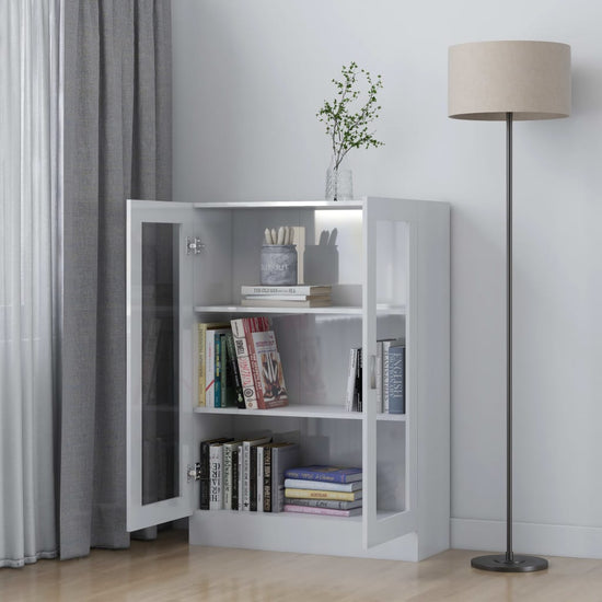 Vitrinekast 82,5x30,5x115 cm spaanplaat hoogglans wit MeubelReus