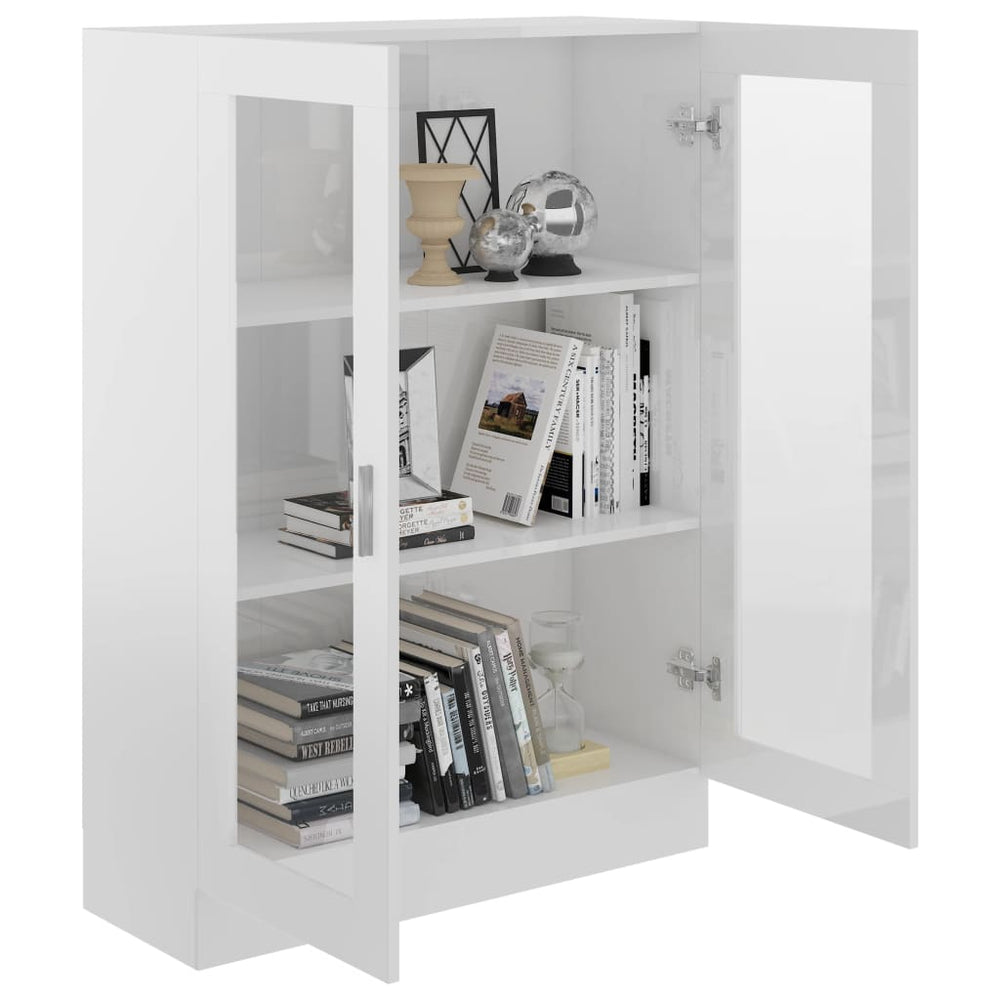 Vitrinekast 82,5x30,5x115 cm spaanplaat hoogglans wit MeubelReus