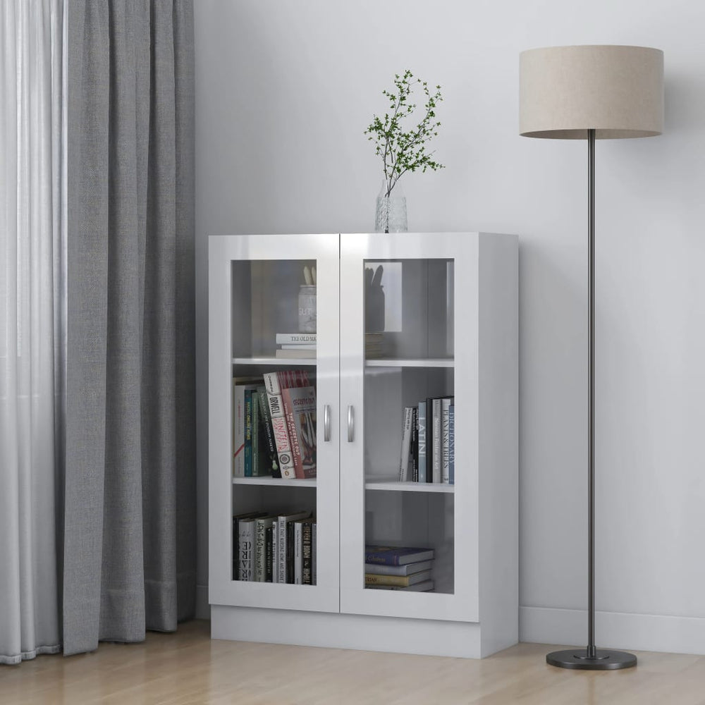 Vitrinekast 82,5x30,5x115 cm spaanplaat hoogglans wit MeubelReus