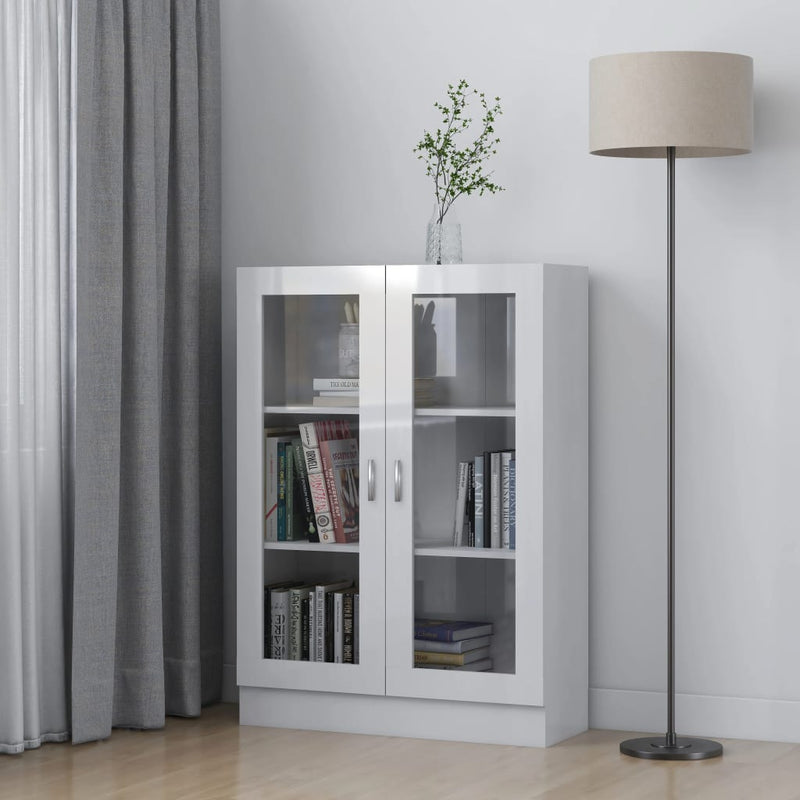 Vitrinekast 82,5x30,5x115 cm spaanplaat hoogglans wit MeubelReus