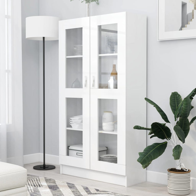 Vitrinekast 82,5x30,5x150 cm spaanplaat wit MeubelReus