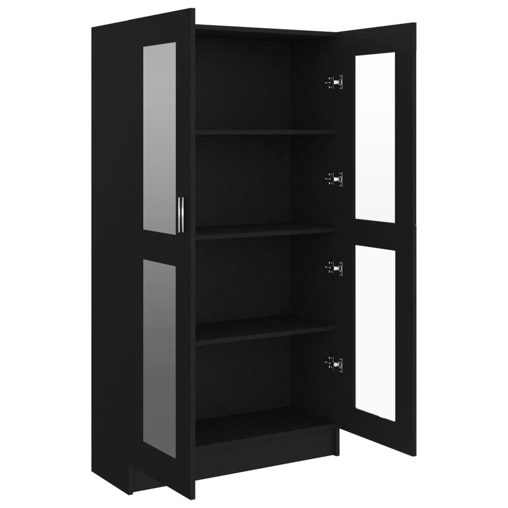 Vitrinekast 82,5x30,5x150 cm spaanplaat zwart MeubelReus