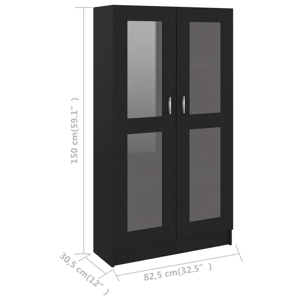 Vitrinekast 82,5x30,5x150 cm spaanplaat zwart MeubelReus