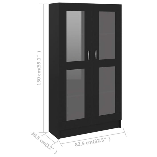 Vitrinekast 82,5x30,5x150 cm spaanplaat zwart MeubelReus