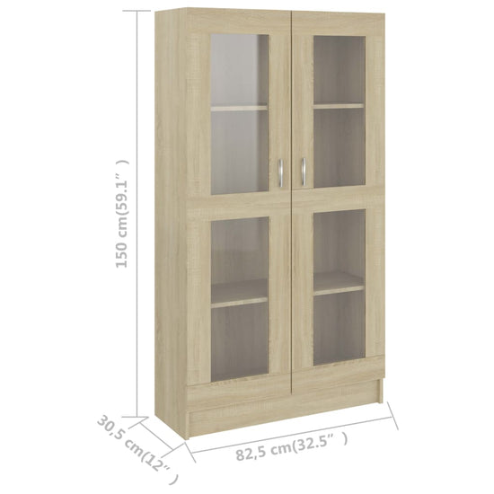 Vitrinekast 82,5x30,5x150 cm spaanplaat sonoma eikenkleurig MeubelReus