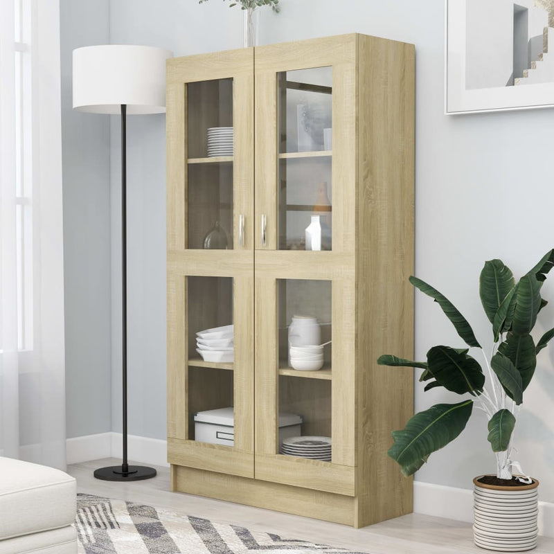 Vitrinekast 82,5x30,5x150 cm spaanplaat sonoma eikenkleurig MeubelReus