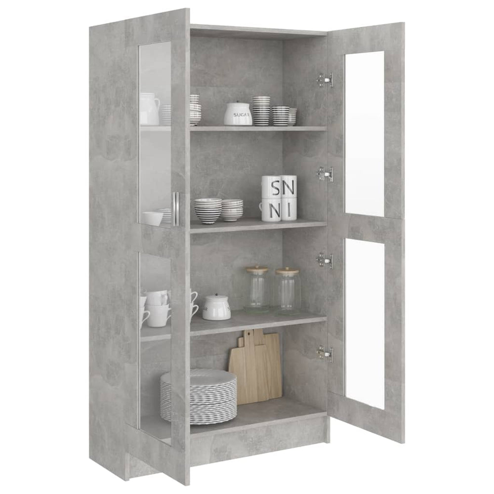 Vitrinekast 82,5x30,5x150 cm spaanplaat betongrijs MeubelReus