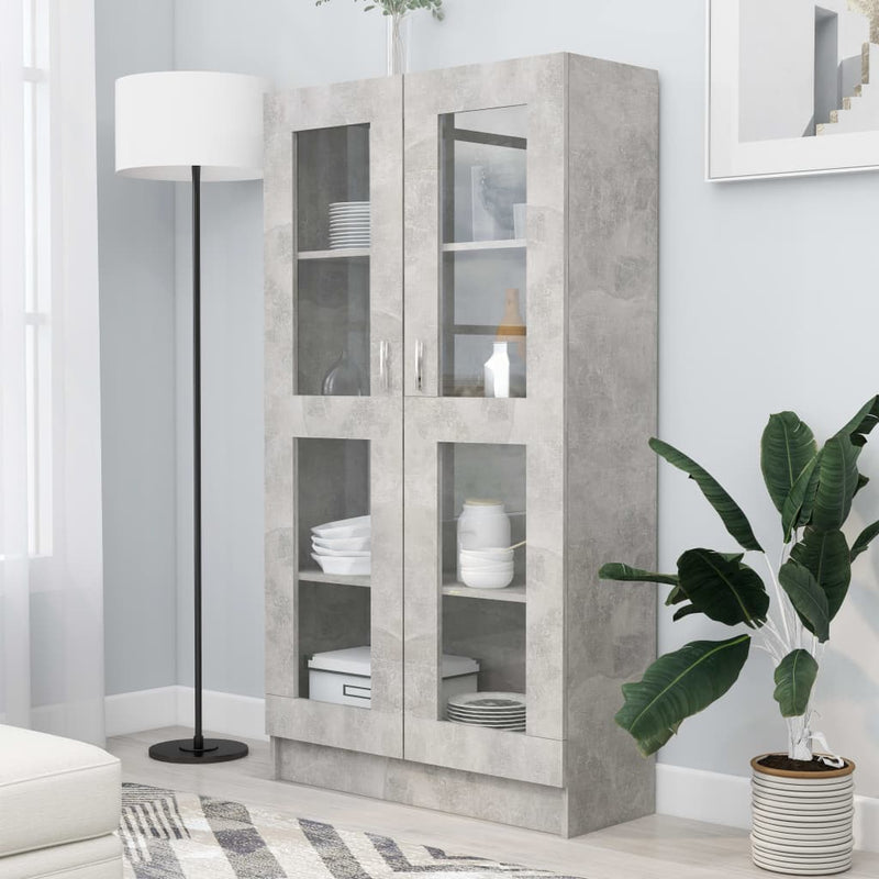 Vitrinekast 82,5x30,5x150 cm spaanplaat betongrijs MeubelReus