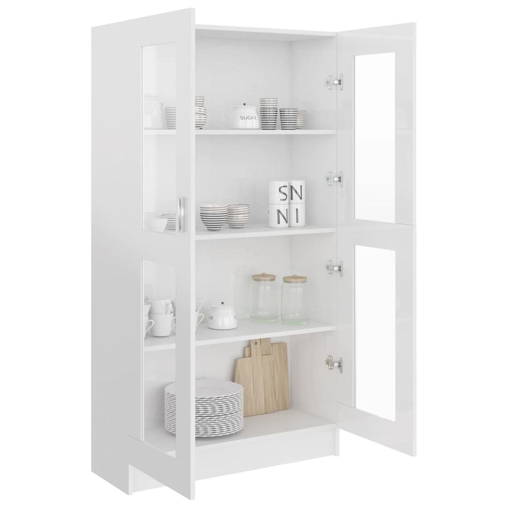 Vitrinekast 82,5x30,5x150 cm spaanplaat hoogglans wit MeubelReus