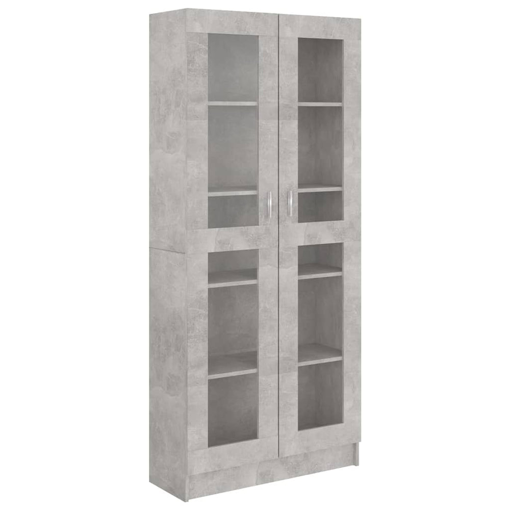 Vitrinekast 82,5x30,5x185,5 cm spaanplaat betongrijs MeubelReus