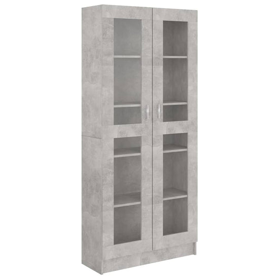 Vitrinekast 82,5x30,5x185,5 cm spaanplaat betongrijs MeubelReus