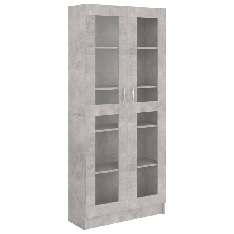 Vitrinekast 82,5x30,5x185,5 cm spaanplaat betongrijs MeubelReus