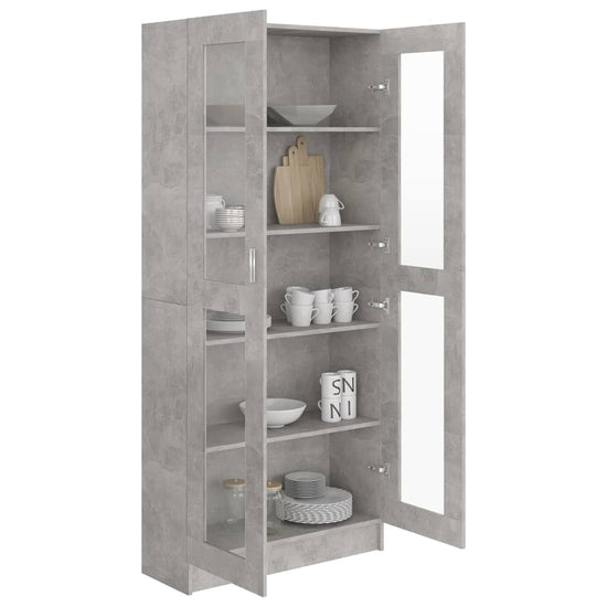 Vitrinekast 82,5x30,5x185,5 cm spaanplaat betongrijs MeubelReus