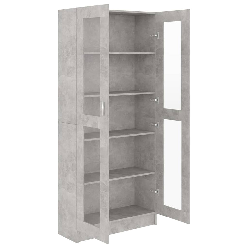 Vitrinekast 82,5x30,5x185,5 cm spaanplaat betongrijs MeubelReus