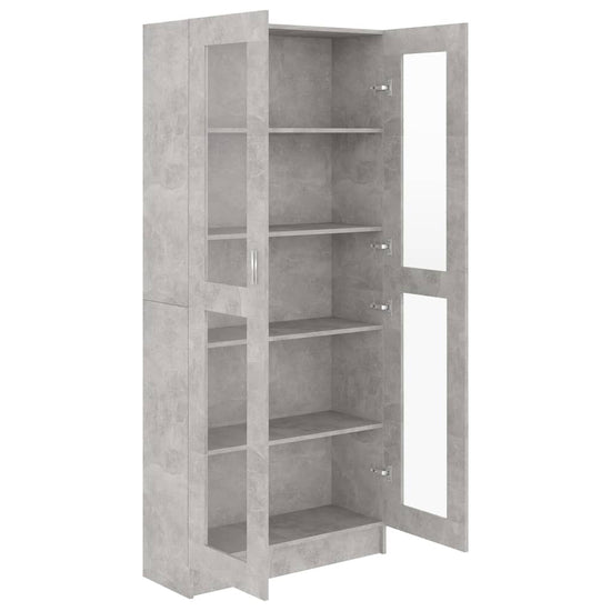Vitrinekast 82,5x30,5x185,5 cm spaanplaat betongrijs MeubelReus