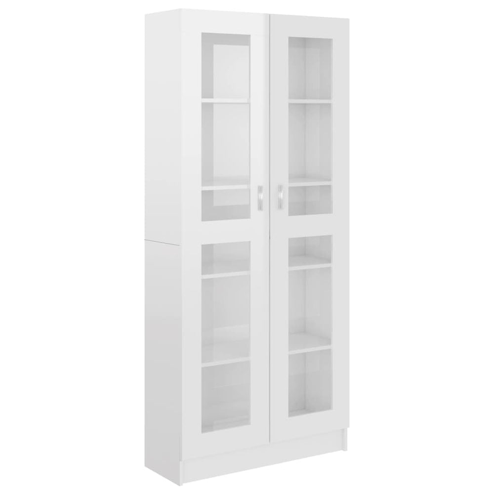 Vitrinekast 82,5x30,5x185,5 cm spaanplaat hoogglans wit MeubelReus